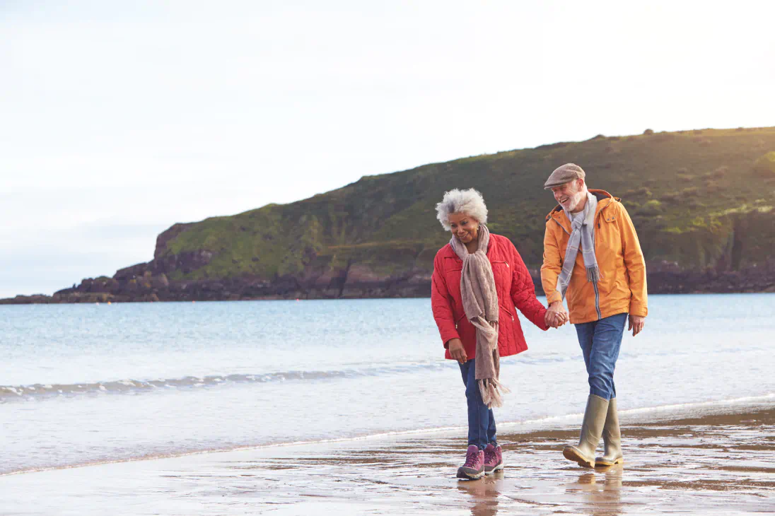 Senior couple walking